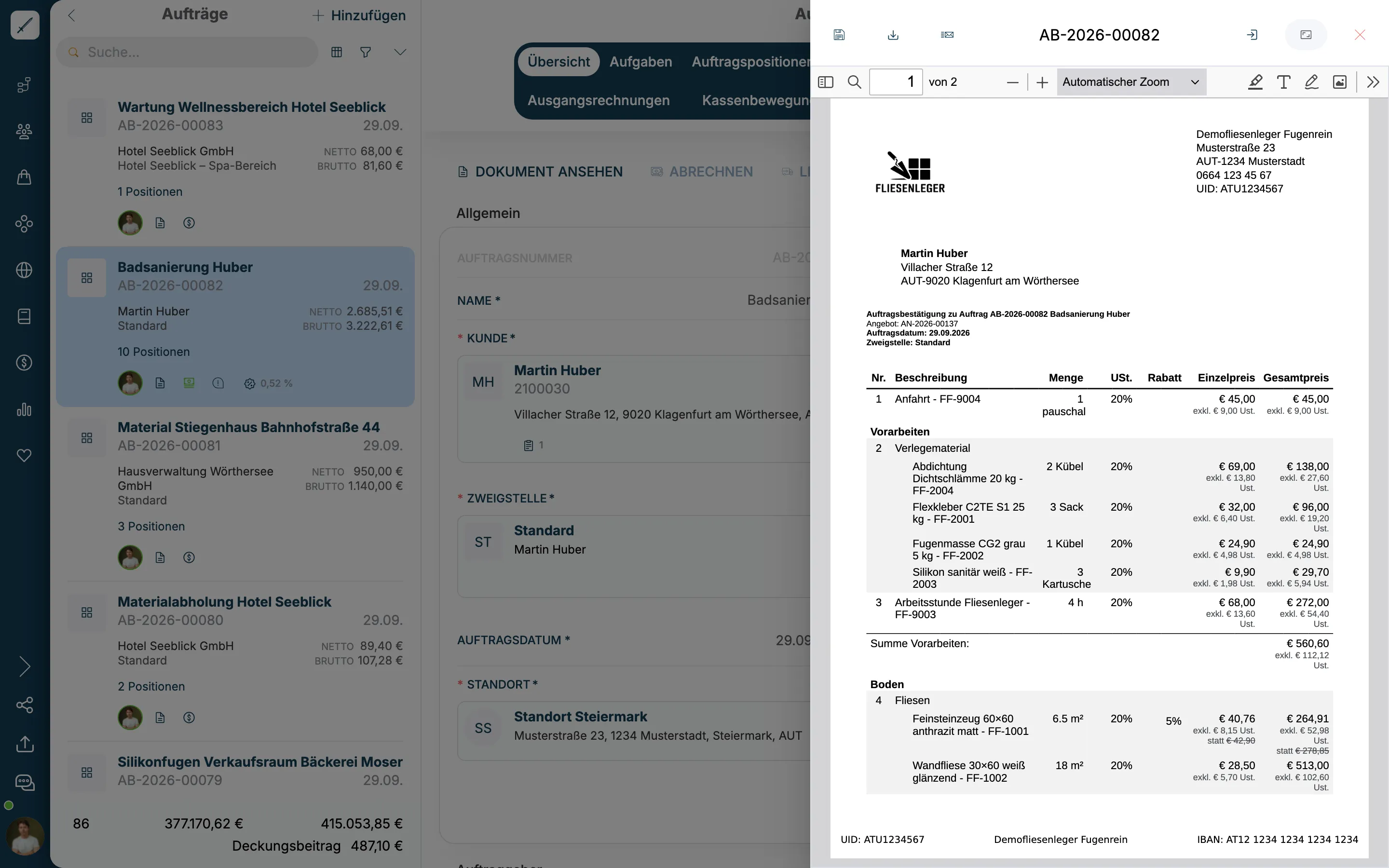 Auftragsbestätigung als PDF