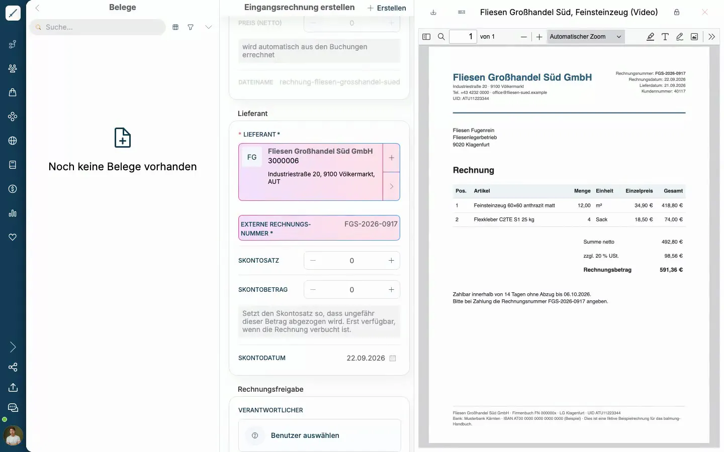 Beleg hochladen, erfassen und automatisch befüllen (doppelte Geschwindigkeit)
