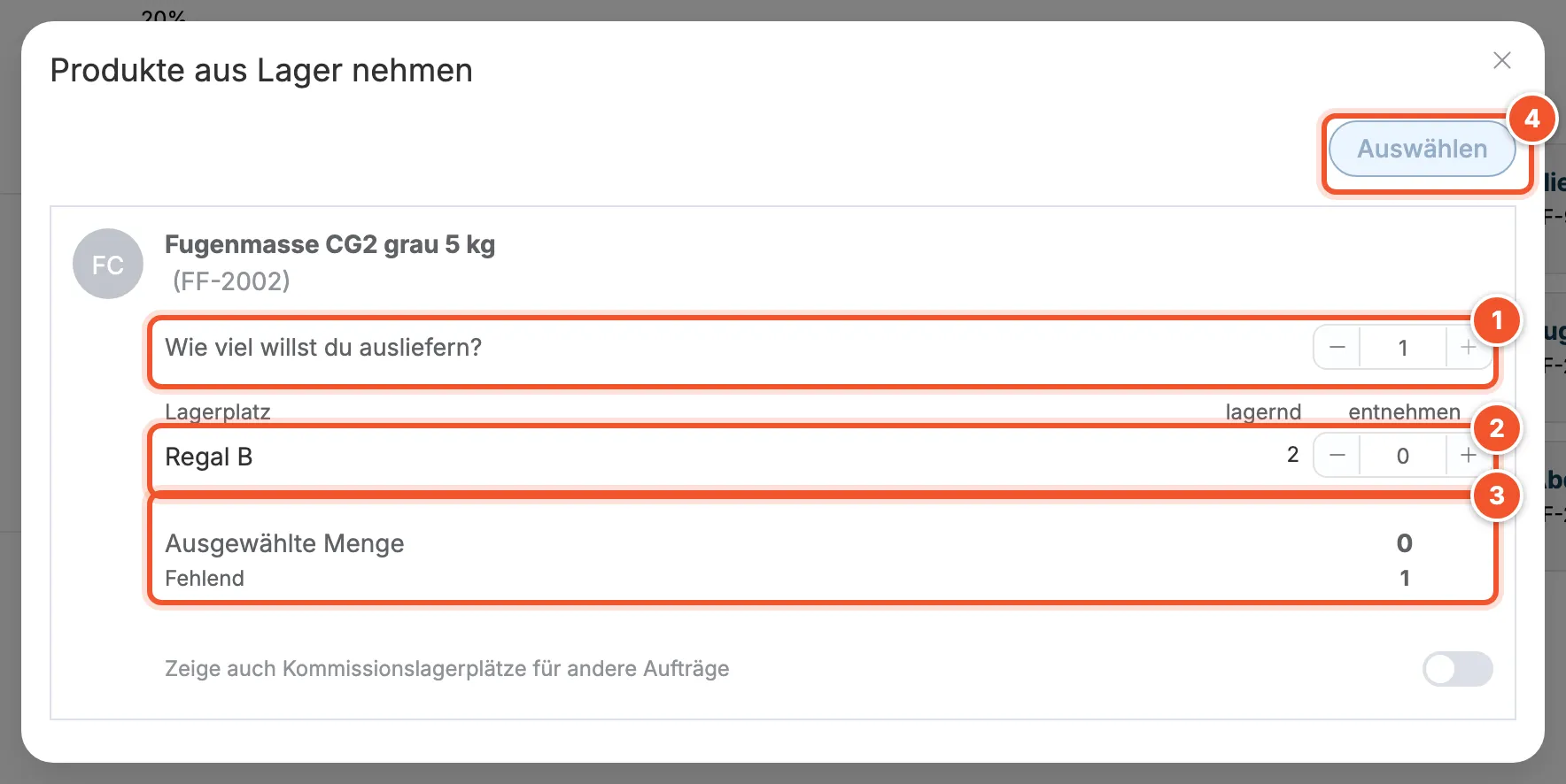 Fenster Produkte aus Lager nehmen mit Lagerplatz Regal B, lagernd 3 Stück