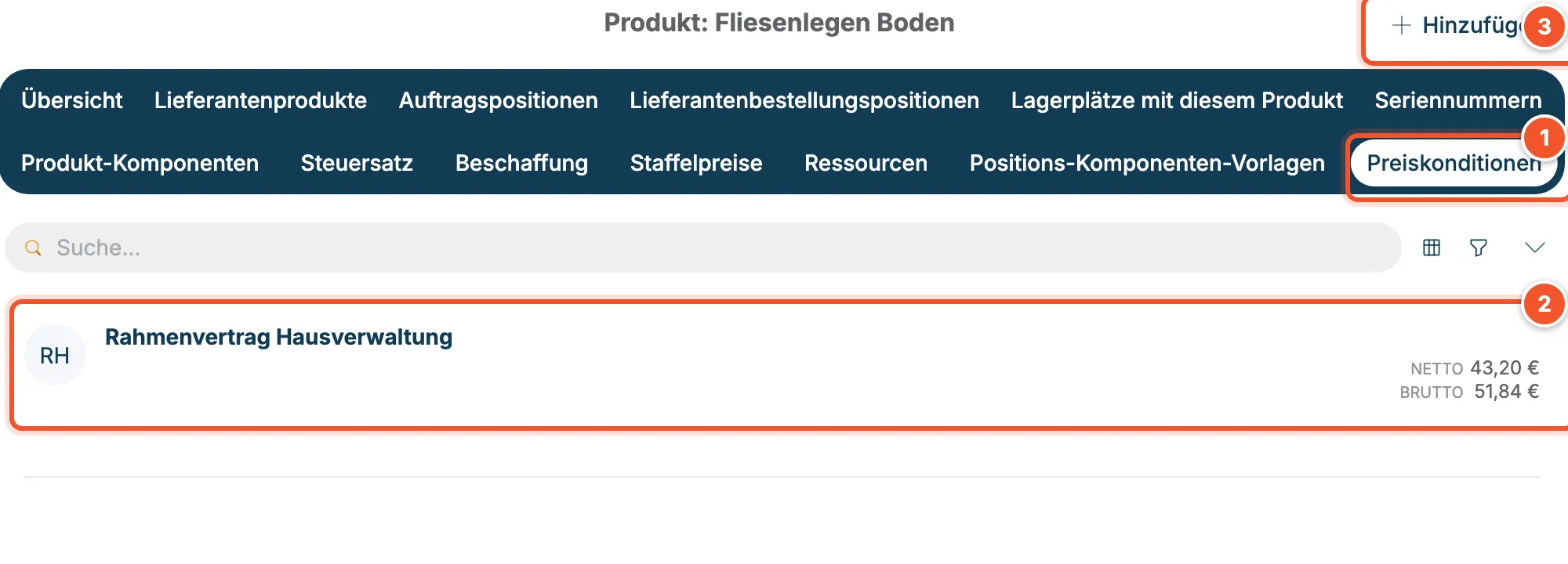 Reiter Preiskonditionen im Produkt Fliesenlegen Boden mit Rahmenvertrag Hausverwaltung