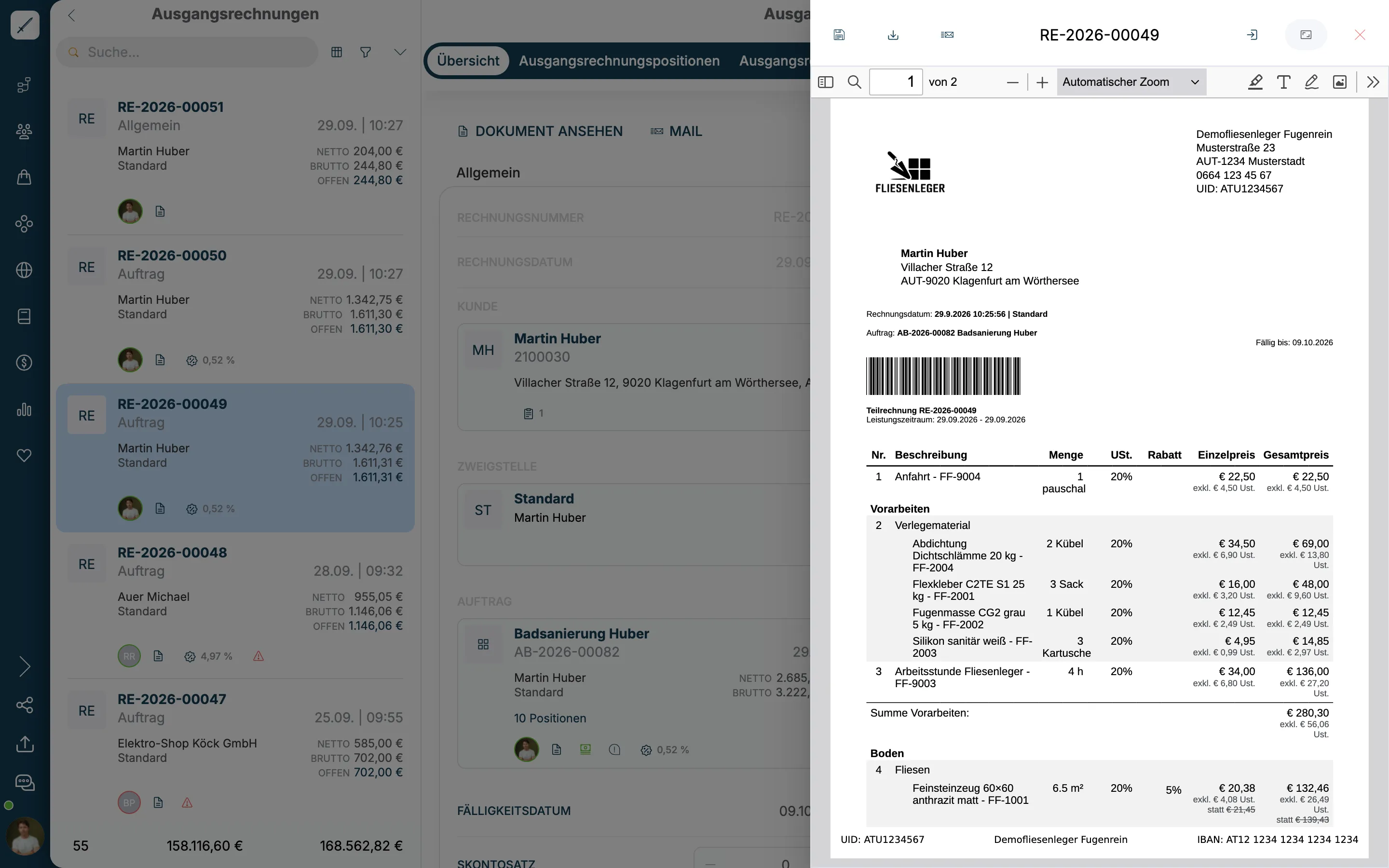 Teilrechnung RE-2026-00049 als PDF
