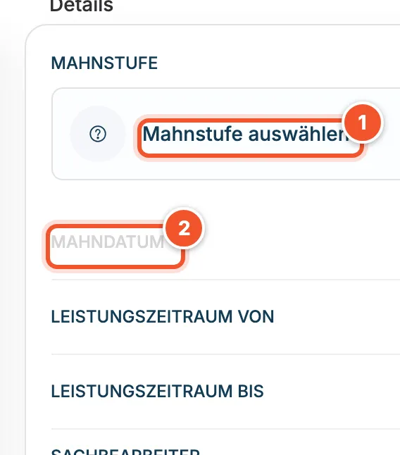 Felder Mahnstufe und Mahndatum in der Rechnung