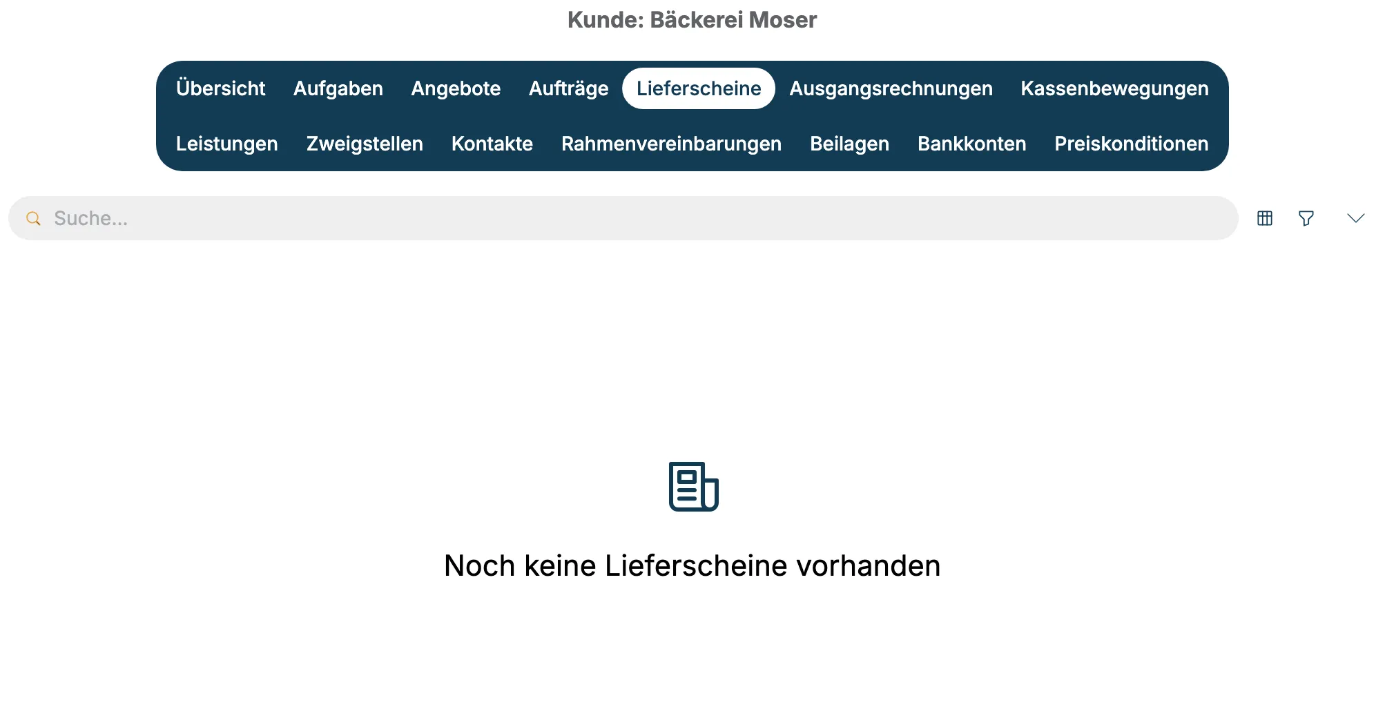 Leerer Reiter Lieferscheine bei Bäckerei Moser