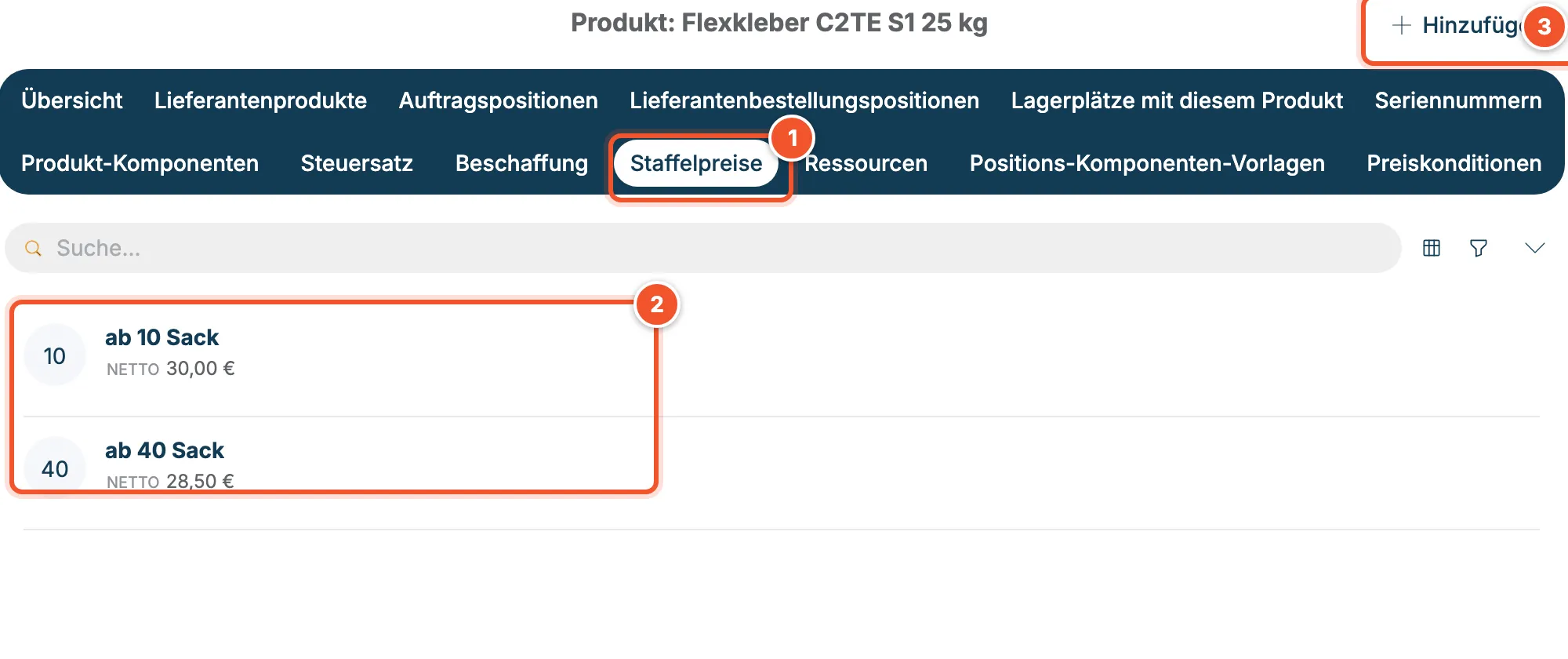 Reiter Staffelpreise des Flexklebers mit ab 10 Sack 30,00 € und ab 40 Sack 28,50 €